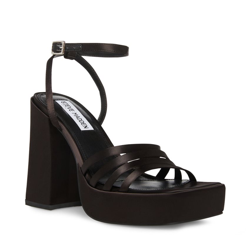 Sandalias Tacones Steve Madden Disco Satin Mujer Negras | ES VJE89S